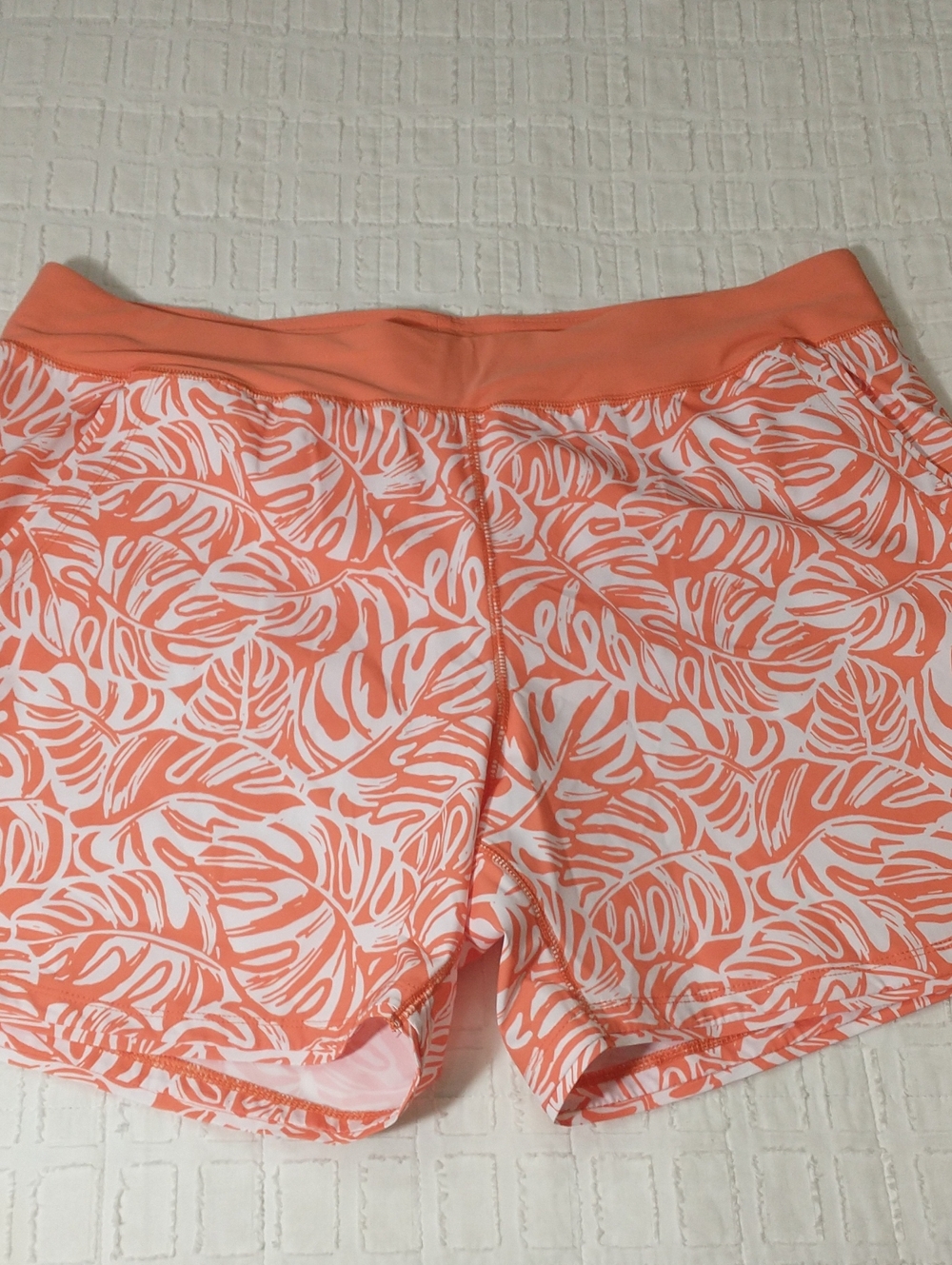 NEW Lands End Swim Board Shorts, Size 18, Orange/White, Swim, Beach, Vacation 💦